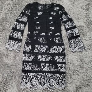 Bardot Lace Black and White Dress
